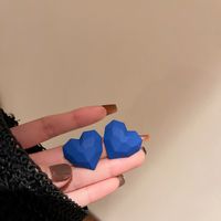 Simple Candy Color Heart-shaped Stud Earrings sku image 2