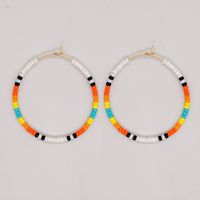 Simple Contrast Color Miyuki Hand-beaded Hoop Earrings sku image 3