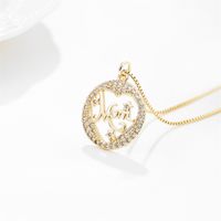 Fashion Simple Heart-shaped Mother's Day Pendant Copper Necklace sku image 5