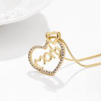 Fashion Simple Heart-shaped Mother's Day Pendant Copper Necklace sku image 8
