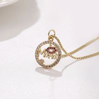 Fashion Simple Mother's Day Pendant Zircon Copper Necklace sku image 1