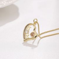 Fashion Micro-encrusted Zircon Heart-shaped Mom Pendant Copper Necklace sku image 3