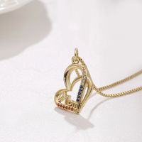 Fashion Micro-encrusted Zircon Heart-shaped Mom Pendant Copper Necklace sku image 1