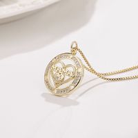 Fashion Heart-shaped Mama Pendant Zircon Star Copper Necklace sku image 1