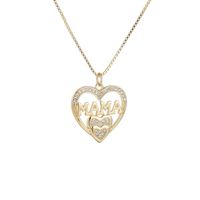 Fashion Simple Heart-shaped Mama Pendant Dripping Oil Copper Necklace sku image 1