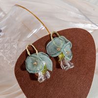 Fashion Tulle Flower Fabric Tassel Pearl Earrings sku image 2