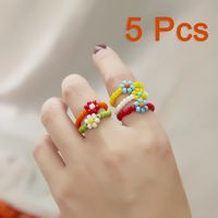 Fashion Handmade Beads Flower Ring Color Woven Small Flower sku image 16