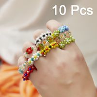 Fashion Handmade Beads Flower Ring Color Woven Small Flower sku image 17