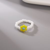 Fashion Handmade Beads Flower Ring Color Woven Small Flower sku image 1