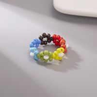 Fashion Handmade Beads Flower Ring Color Woven Small Flower sku image 15