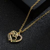 Fashion Copper Micro-inlaid Heart-shaped Mama Pendant Necklace sku image 1