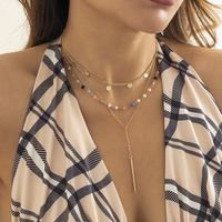 Fashion Simple Crystal Sequins Tassel Alloy Muilt-layer Necklace sku image 1