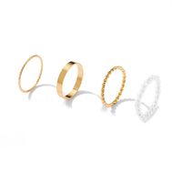 Fashion Simple Pearl Wave Twist Joint Alloy Ring Four-piece Set sku image 2