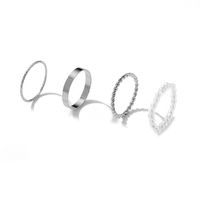 Fashion Simple Pearl Wave Twist Joint Alloy Ring Four-piece Set sku image 3