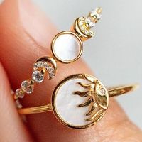 New Simple Inlaid Rhinestone Moon Joint Alloy Ring 2-piece sku image 1