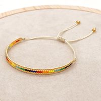 New Bohemian Rainbow Glass Beads Hand-beaded Small Bracelet Women sku image 1