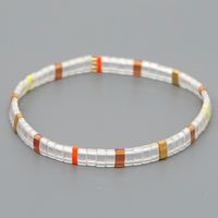 Fashion Bohemian Transparent White Glass Beads Hand-beaded Stacked Set Bracelet sku image 4