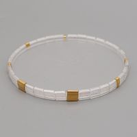 Fashion Bohemian Transparent White Glass Beads Hand-beaded Stacked Set Bracelet sku image 1