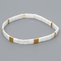 Fashion Bohemian Transparent White Glass Beads Hand-beaded Stacked Set Bracelet sku image 3