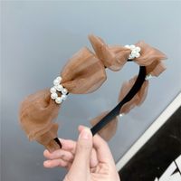 Fashion Mesh Pearl Small Bow Headband Wholesale Sweet Hair Accessories sku image 1