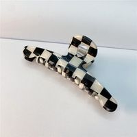Fashion Black White Checkerboard Hairpin Large Grab Clip sku image 4