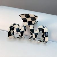 Fashion Black White Checkerboard Hairpin Large Grab Clip sku image 7