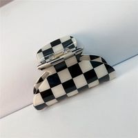 Fashion Black White Checkerboard Hairpin Large Grab Clip sku image 2