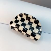 Fashion Black White Checkerboard Hairpin Large Grab Clip sku image 3