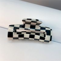 Fashion Black White Checkerboard Hairpin Large Grab Clip sku image 5