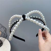 Oversized Bow-knot Pearl Hair Hoop Inlaid Diamonds sku image 1