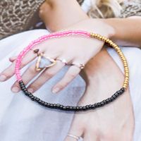 Simple Bohemian Double Color Matching Beads Stacked Bracelet sku image 1