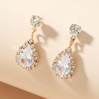 Fashion Geometric Rhinestone Crystal Zircon Drop Alloy Earrings sku image 1