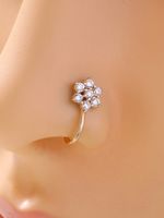 Fashion New Jewelry Flower Zircon Nose Ring U-shaped Micro-set Flower Zircon Nose Ring False Nose Ring Piercing Jewelry For Women 1 sku image 1