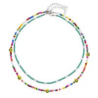 Spring Crystal Collarbone Chain Smile Beads Stacked Color Necklace sku image 5