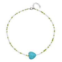 Fashion Retro Beaded Muilt-layer Heart-shaped Turquoise Necklace sku image 2