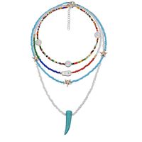 Fashion Jewelry Boho Handmade Colored Beads Multi-layer Necklace sku image 3