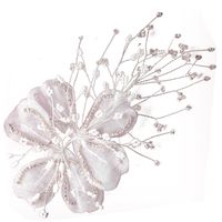 Mode De Mariée Blanc Fil De Soie Grande Tête Fleur Perlée À La Main Coiffure Strass Cheveux Accessoires sku image 1