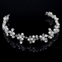 New Bridal Handmade Pearl Hairband Crystal Tiara Wedding Dress Accessories sku image 1