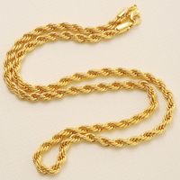 Simple Chain Twist Golden Long Alloy Necklace sku image 1