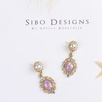 Retro Baroque Alloy Inlaid Diamond Zircon Pearl Stud Earrings main image 3