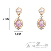 Retro Baroque Alloy Inlaid Diamond Zircon Pearl Stud Earrings main image 5