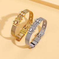 Real Gold Electroplated Strap Anchor Flamingo Stainless Steel Bracelet main image 1