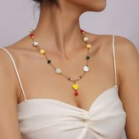 Fashion Cute Beaded Ceramic Heart-shaped Crytal Necklace main image 3