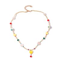 Fashion Cute Beaded Ceramic Heart-shaped Crytal Necklace main image 6