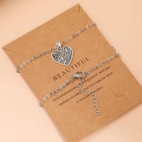 Fashion Retro Letters Mom Heart-shaped Alloy Necklace main image 3