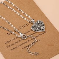 Fashion Retro Letters Mom Heart-shaped Alloy Necklace main image 4