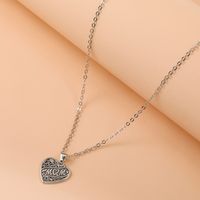 Fashion Retro Letters Mom Heart-shaped Alloy Necklace main image 5