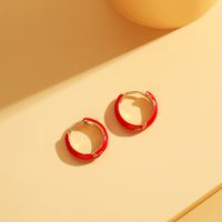 Wholesale Women's Geometric Circle Drop Oil Candy Color Copper Ear Buckle sku image 1