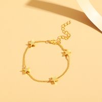 Fashion Simple Star  Five-pointed Star Copper Bracelet sku image 3
