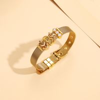 Real Gold Electroplated Strap Anchor Flamingo Stainless Steel Bracelet sku image 2